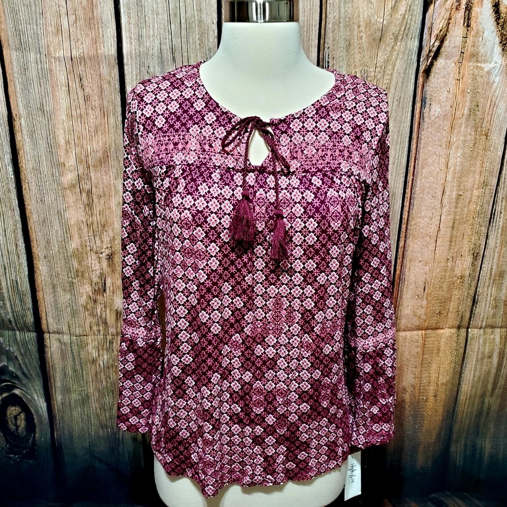 Style&Co - Printed Peasant Top